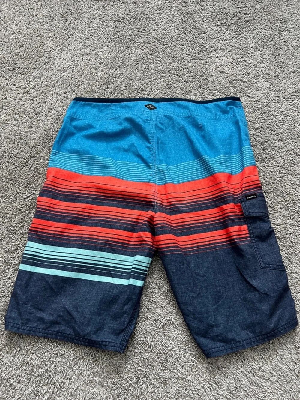 O’Neill Men's Lennox Blue & Orange Striped Boardshorts Swim Trunks - Size 31